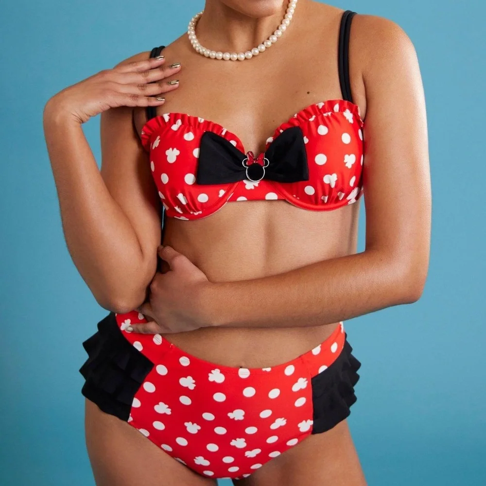 Set! Disney Minnie Mouse Polka Dot Ruffle Swim (Top &‎ Bottoms) Hot Topic